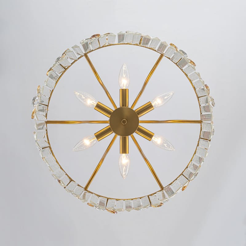 Ornate Glam 6-Light Crystal Flowers Drum Pendant - 19.7 in