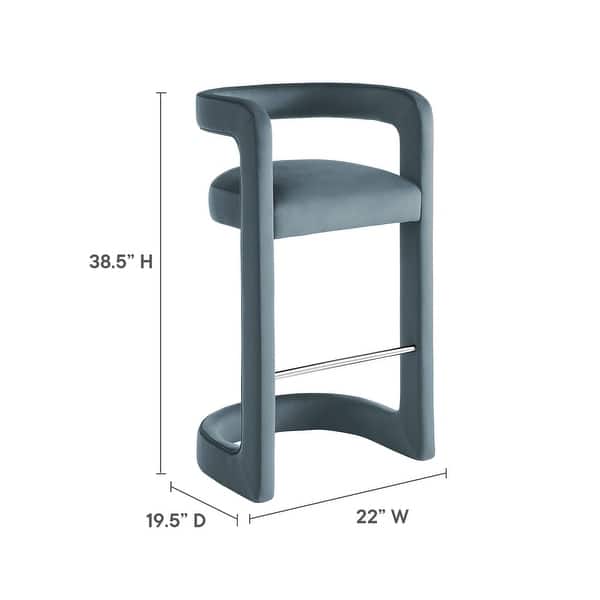 dimension image slide 2 of 6, Winslow Performance Velvet Bar Stool
