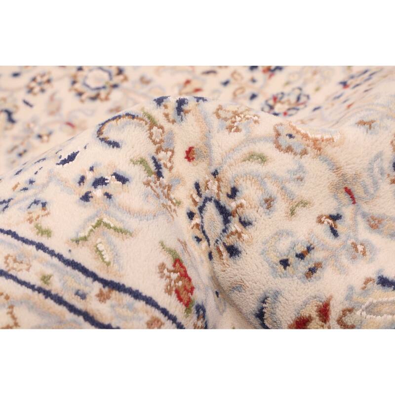 ECARPETGALLERY Hand-knotted Nain Cream Silk, Wool Rug - 2'8 x 16'3