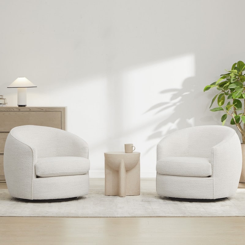 Spruce & Spring Luke Modern Swivel Accent Chairs Round Barrel Chair