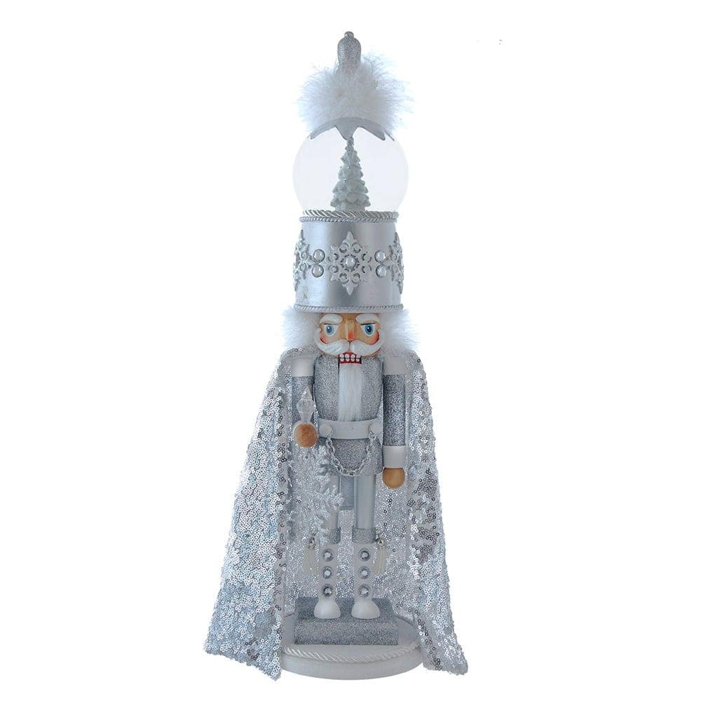 Kurt Adler Battery Operated 22-Inch Hollywood Nutcrackers Musical Silver Nutcracker With Water Globe