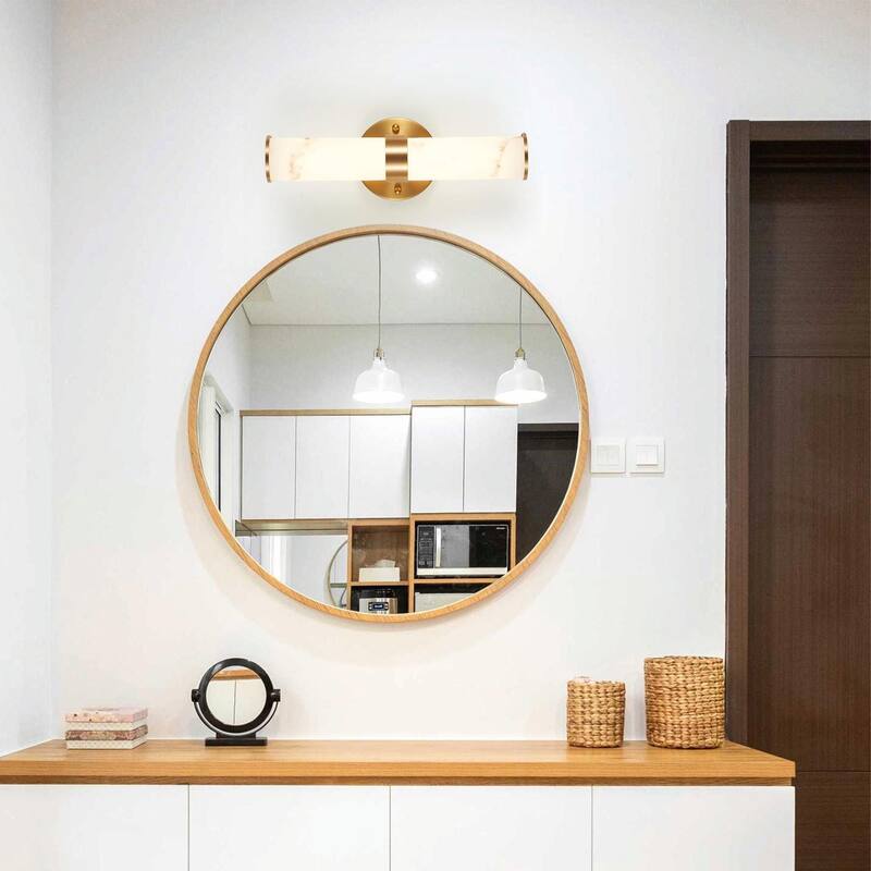 Resin Imitation Marble Wall Sconce, Set of 2 - Modern Vertical Light Fixture (Indoor Use Only)