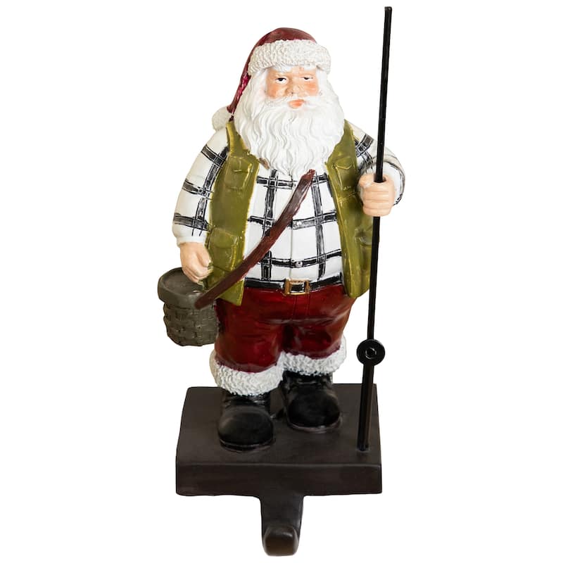 Fishing Santa Claus Christmas Stocking Holder - 8.5"