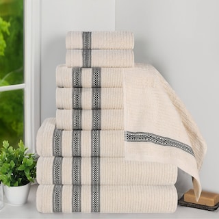 Superior Brea Zero Twist Cotton Ribbed Modern 9 Piece Bathroom Towel Set