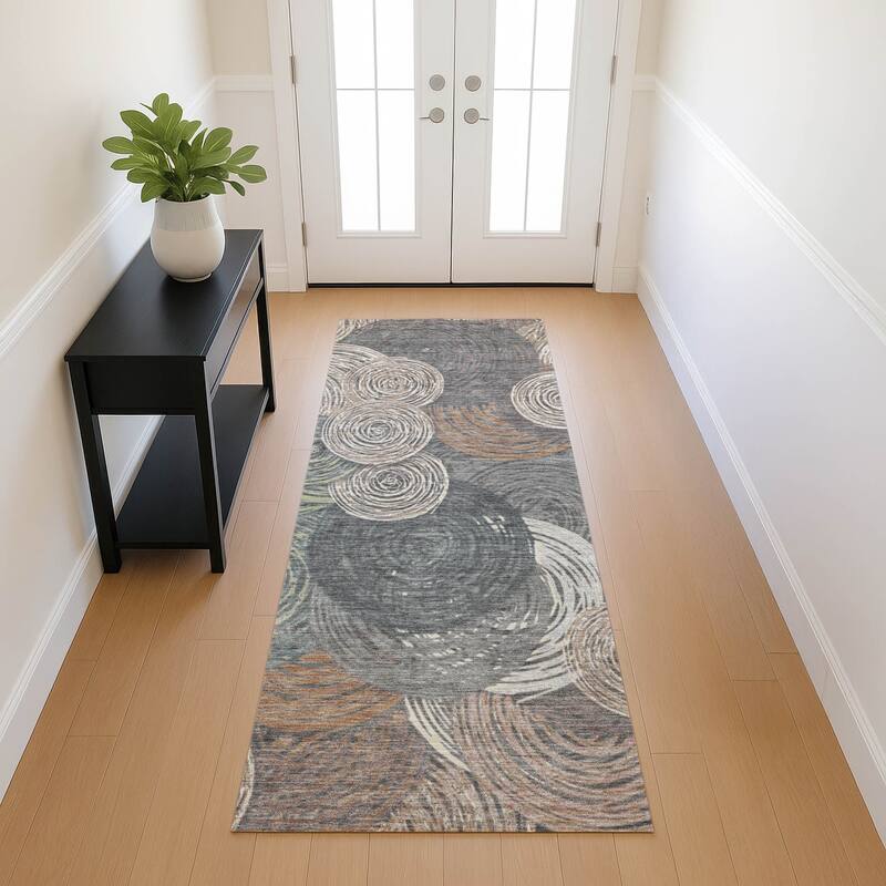 Machine Washable Indoor/ Outdoor Modern Twister Chantille Rug
