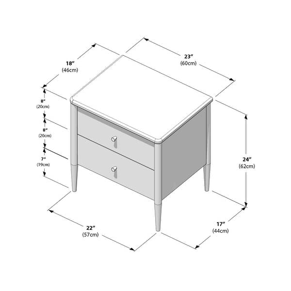 dimension image slide 1 of 2, Max and Lily Harbor 2 Drawer Nightstand