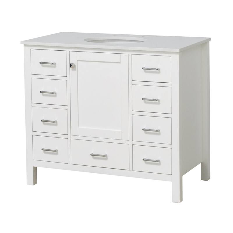 KitchenBathCollection Horizon 42" Bathroom Vanity with Engineered White Top