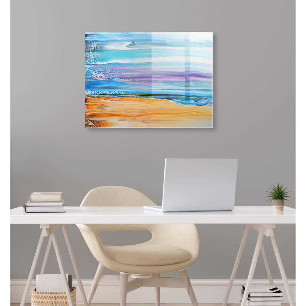Kate and Laurel Sand and Surf Floating Acrylic Art by Xizhou Xie