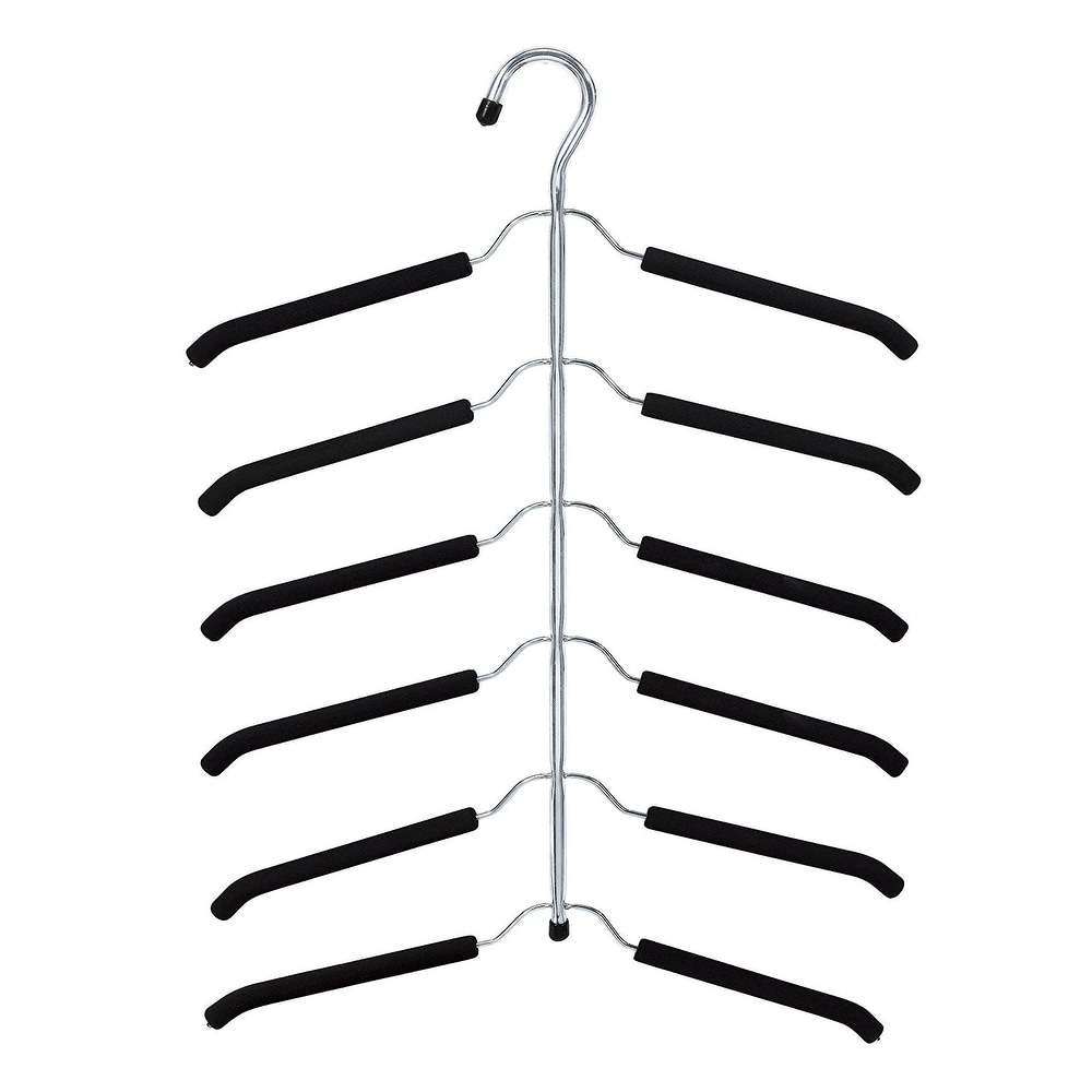  DOIOWN Clothes Hangers Space Saving - 6 Tier Coat Hangers Space  Saving Hangers Non Slip Foam Padded Hangers, 2 Pack Black Metal Sweater T Shirt  Hangers for Men Women, Closet Organizers