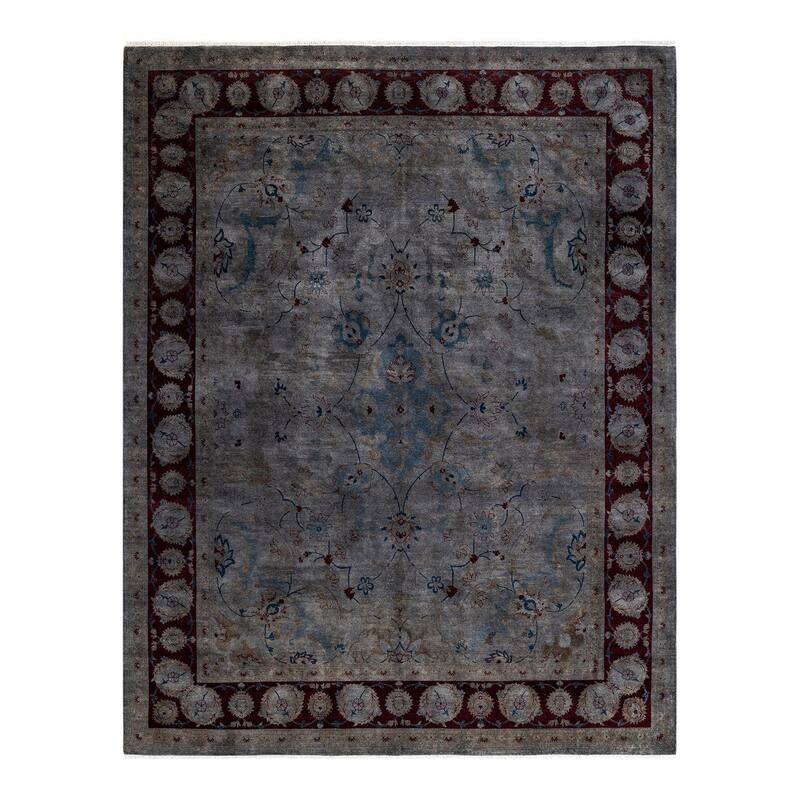 Overton Hand Knotted Wool Vintage Inspired Modern Contemporary Overdyed Gray Area Rug - 8' 1" x 10' 4"