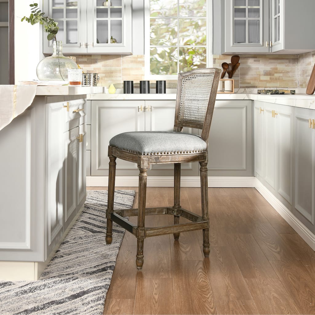 Rattan Wicker High Back Armless Counter Bar Stool
