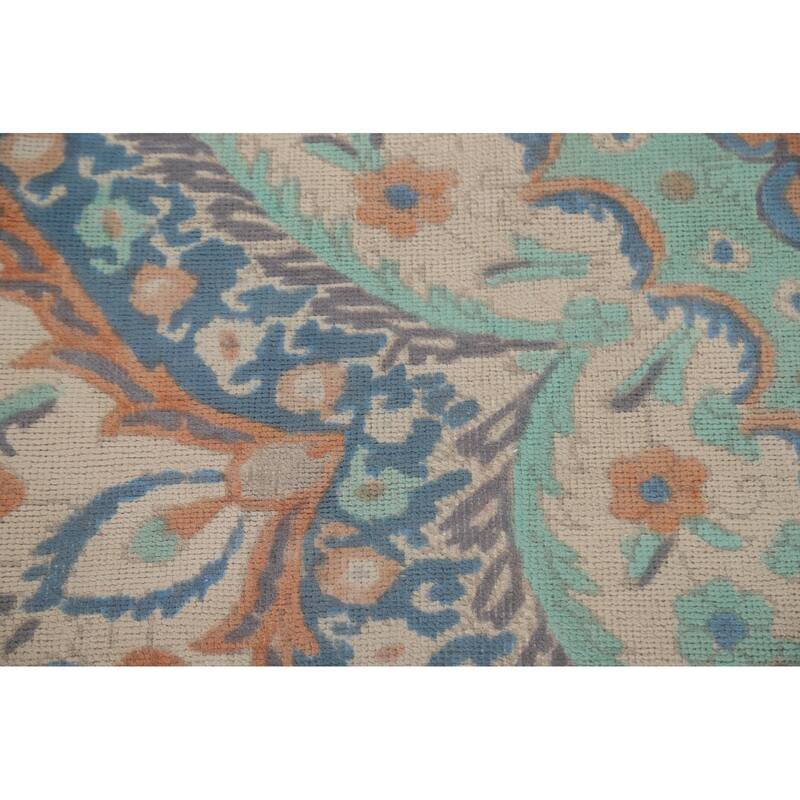 Hand Knotted Oriental 100% Wool Carpet Traditional Floral Beige & Ivories Tabriz Area Rug - 8' 8'' X 6' 5''