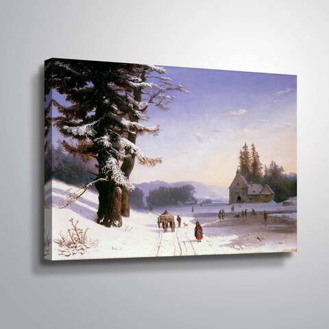 ArtWall Snow scene in the south of France Gallery Wrapped Canvas