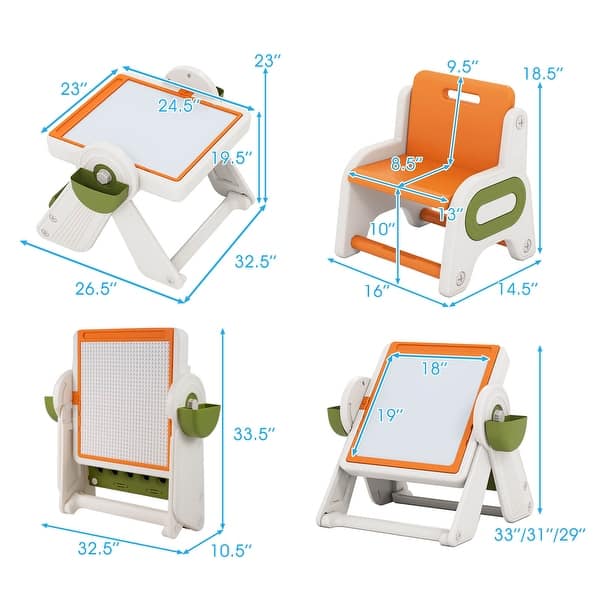 Costway 6-in-1 Multi-activity Children Table & Chair Set with Pen - See Details