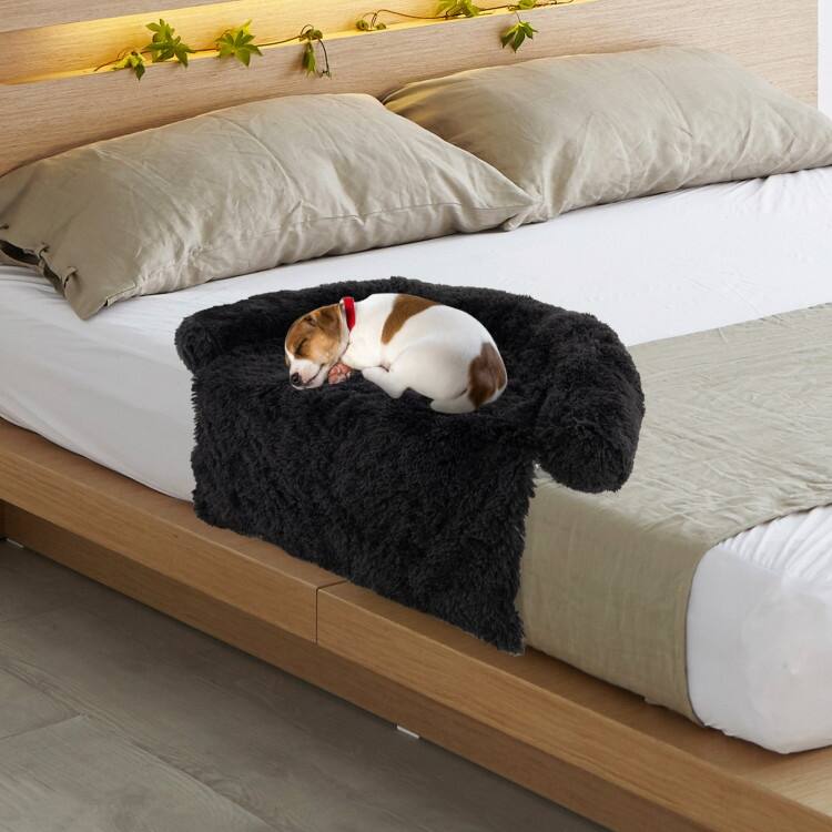 Plush Calming Dog Couch Bed with Anti-Slip Bottom