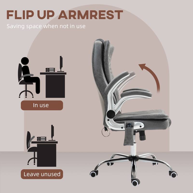 Computer Desk Chair with Flip-up Armrest, Heated Massage Office Chair Ergonomic Chair with Adjustable Height