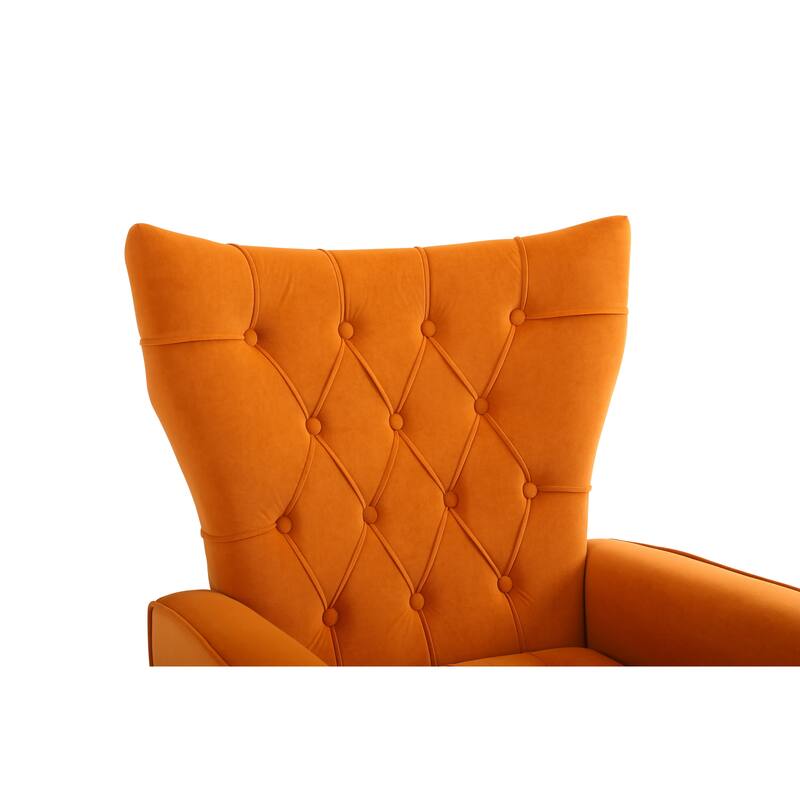 Orange 31.5" Velvet Button Tufted Arm Chair