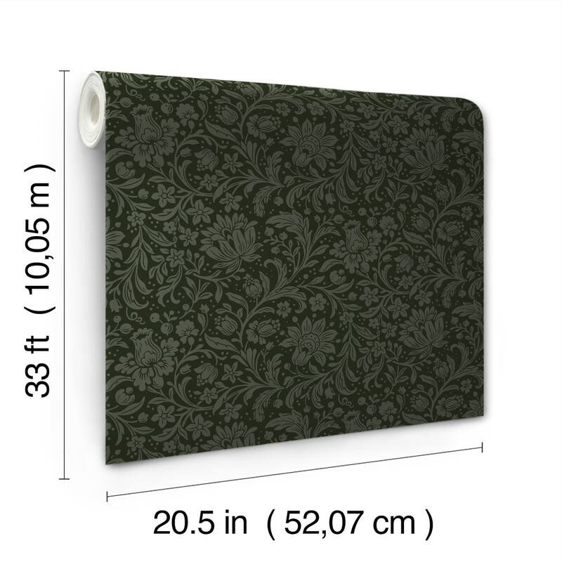 Chris Loves Julia x A-Street Prints Hague Dark Green Floral Trail Wallpaper