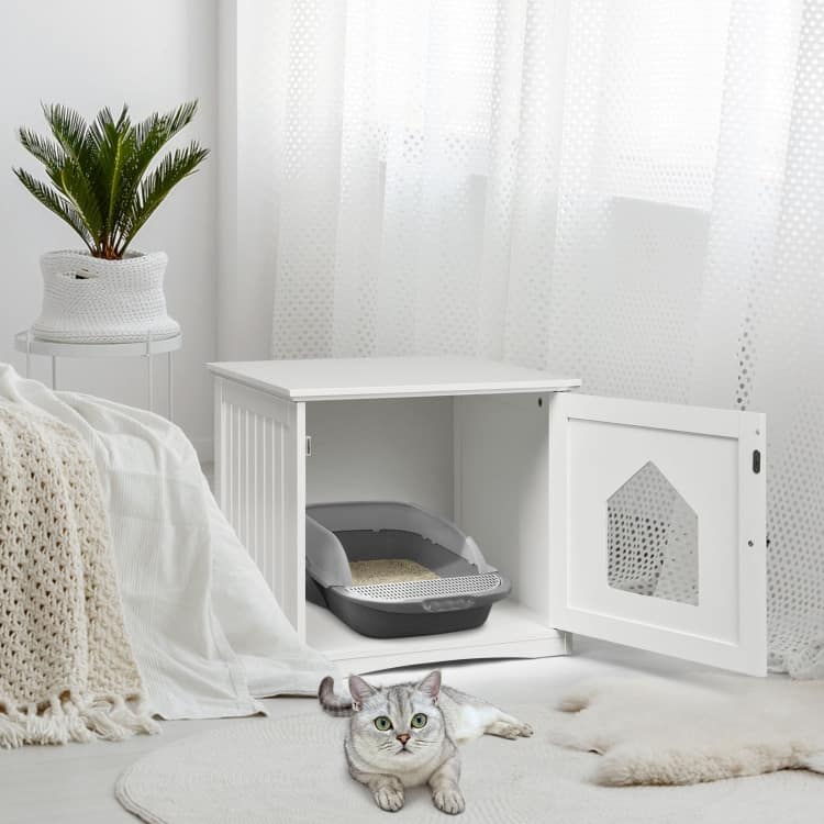 Stylish Cat House Nightstand with Magnetic Door for Easy Cleaning - 20" x 19.5" x 18.5" (L x W x H)