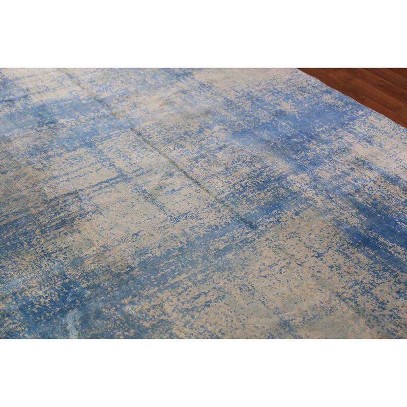 Contemporary Abstract Indian Rug Hand-Knotted Multi-Color Wool Carpet - 5'7"x 7'10"