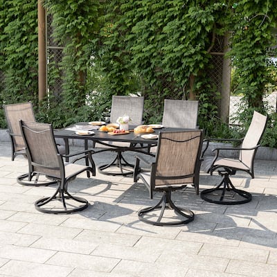 7-Piece Outdoor Aluminum Dining Set with Swivel Design