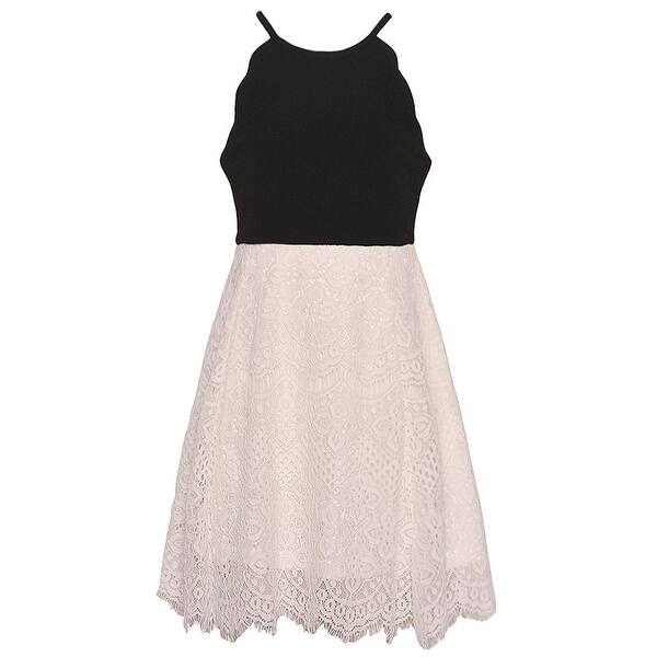 Shop Tween Diva Girls White Black Lace Overlay Yoke Neck