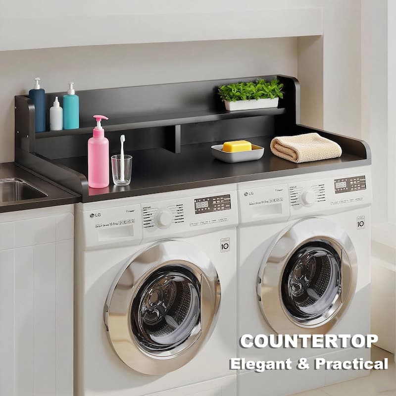 2-Tier Washer and Dryer Countertop with 2.75" H Guard, 54" W x 27.5" D Laundry Countertop Cover