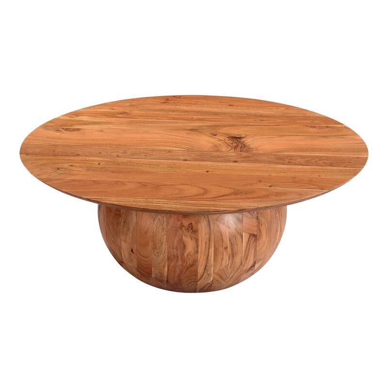 NADAAL STUDIOS Pia Coffee Table, Round, Solid Acacia Wood, Handcrafted, Natural Wood Grain & Knots, Small, Black