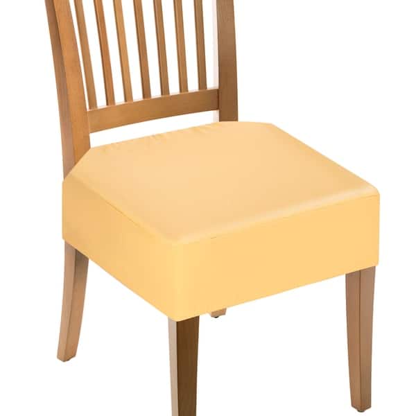 slide 2 of 14, PU Dining Chair Seat Covers, Stretch Chair Cushion Slipcovers, Waterproof Rear Covers Protector - 4Pcs