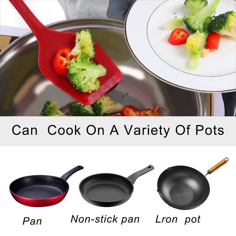 Silicone Slotted Turner Heat Resistant Non Stick for Cooking Baking Red