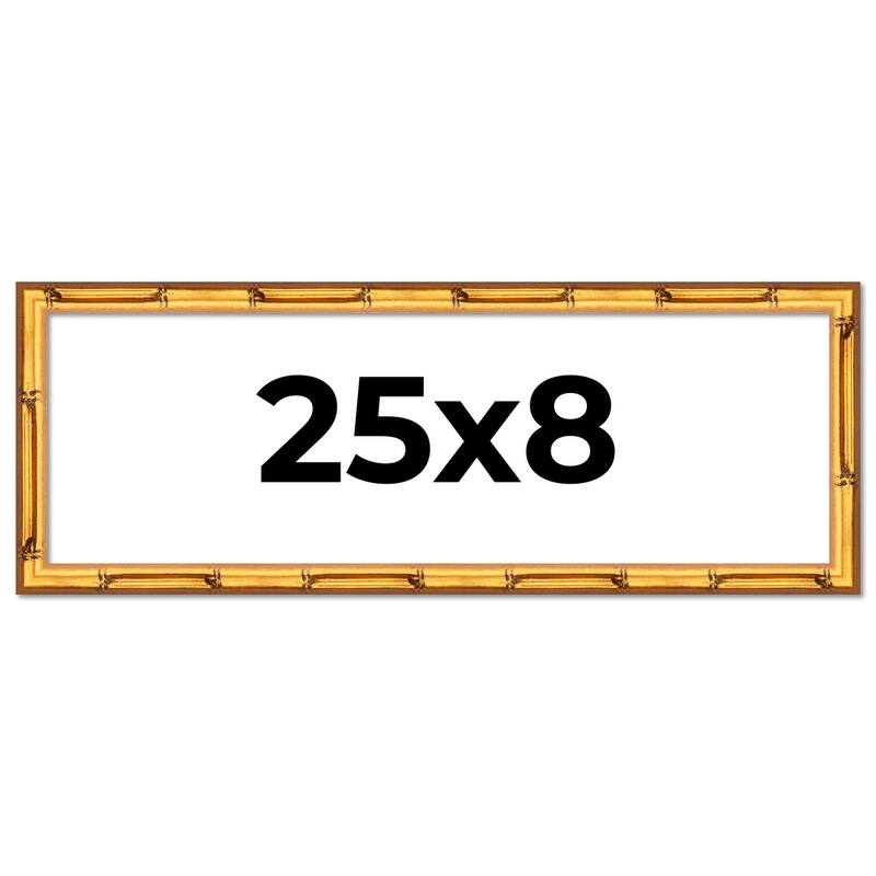 25x8 Frame Gold Bamboo Picture Frame Modern Photo Frame Includes UV Acrylic Shatter Guard Front Acid Free Foam Backing Board