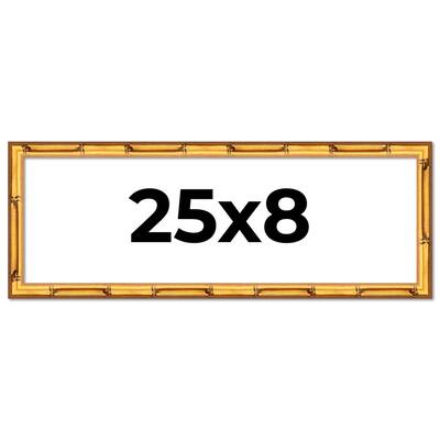 25x8 Frame Gold Bamboo Picture Frame Modern Photo Frame Includes UV Acrylic Shatter Guard Front Acid Free Foam Backing Board