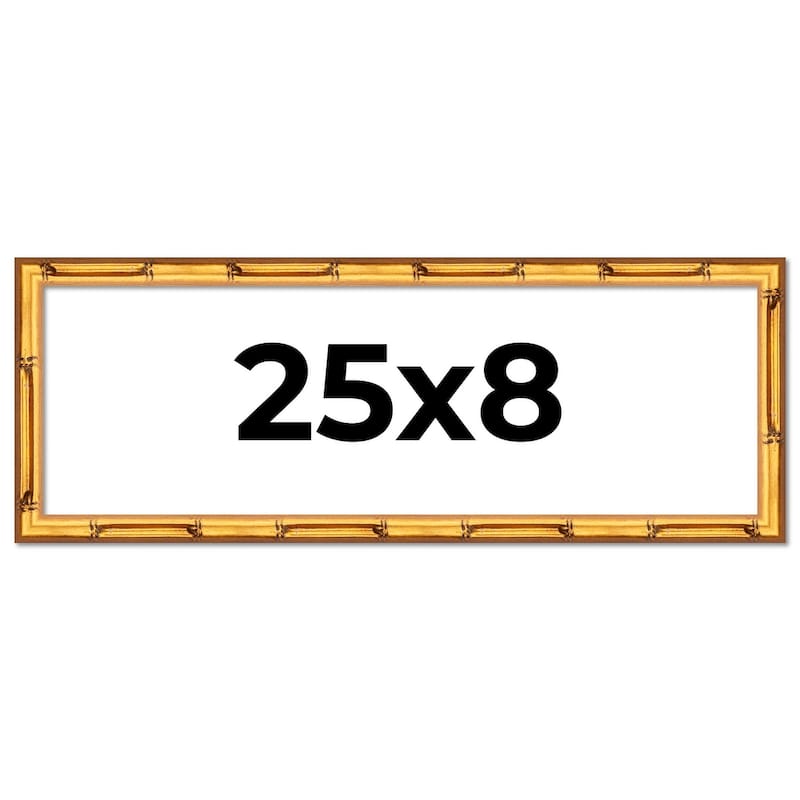 25x8 Frame Gold Bamboo Solid Wood Picture Frame | 1 Inch Moulding