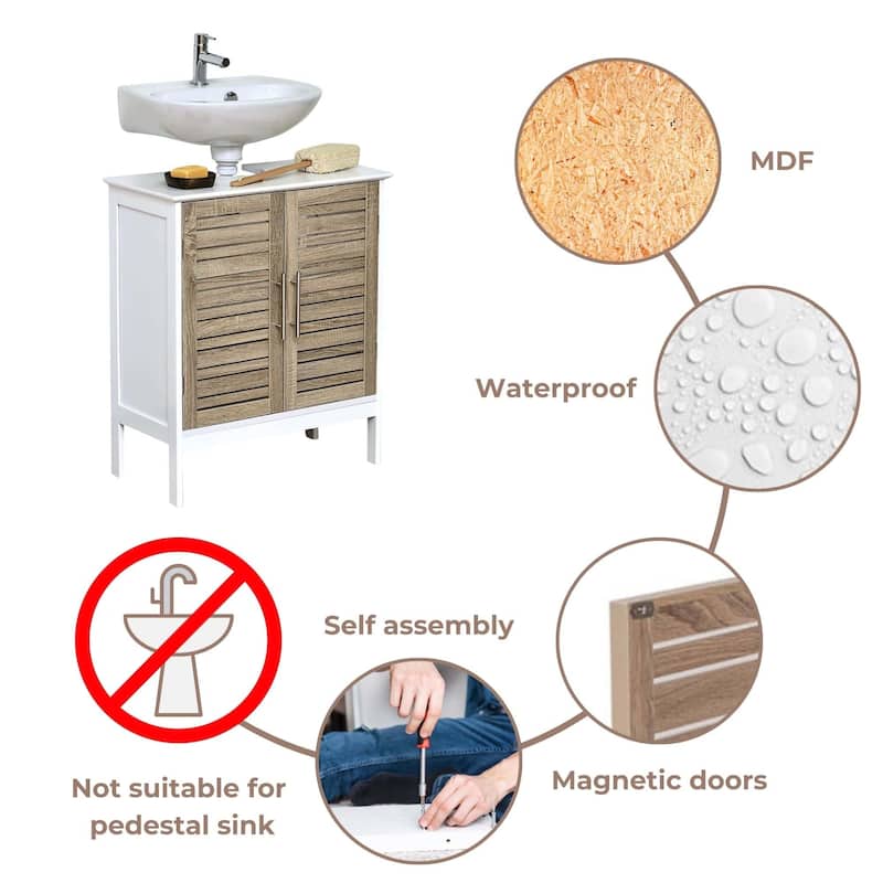 Stockholm Vanity Under-Sink Cabinet Double Vented Doors - 24"L x 11.8"D x 27.9"H