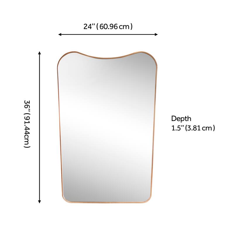 JONATHAN Y Alfie Irregular Metal Framed Wall Mounted Mirror with Flat Bottom