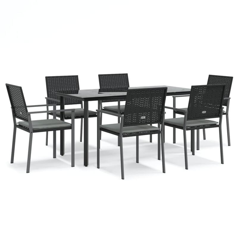 vidaXL Patio Dining Set Outdoor Dining Table and Chair Poly Rattan and Steel