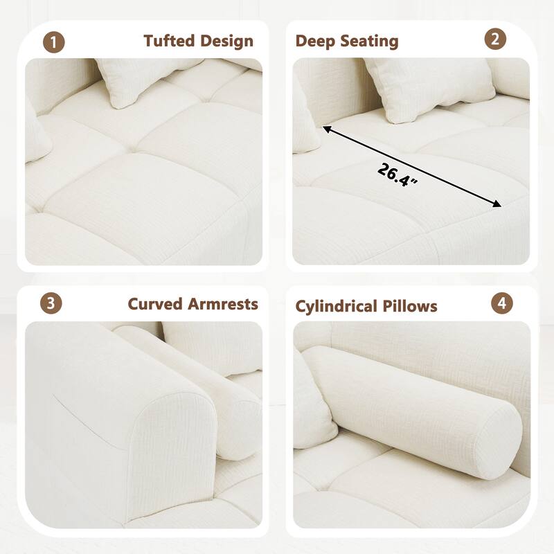 101.2" Chenille Modular Sectional Sofa with Deep Seating, Foam