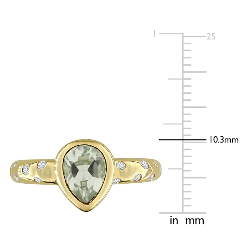 Miadora Gemstone and 1/4ct TDW Diamond Ring in 10k Yellow Gold