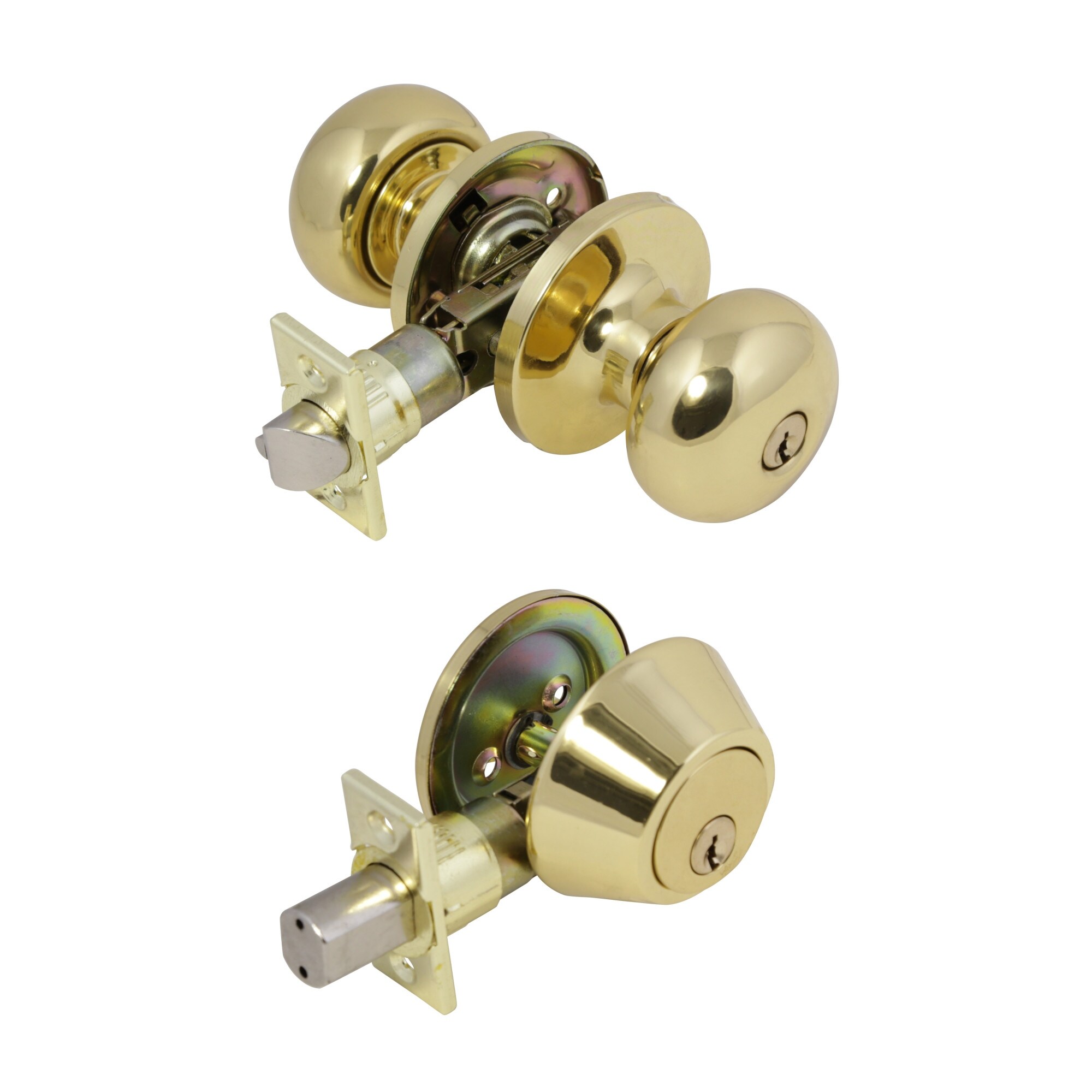 Keyed Plymouth Single Cylinder Bright Brass Knob Deadbolt Metal