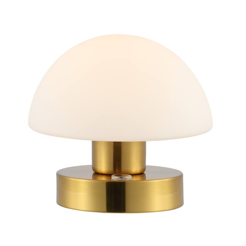 Nolan 5.75" Bohemian Farmhouse Iron Wireless Rechargeable Integrated LED Table Lamp, Oil Rubbed Bronze/White by JONATHAN Y