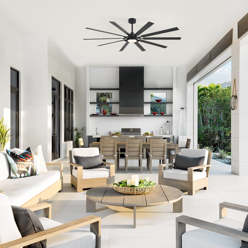 72"/80" Large Windmill Ceiling Fan with Light and Remote(10 Reversible Blades)