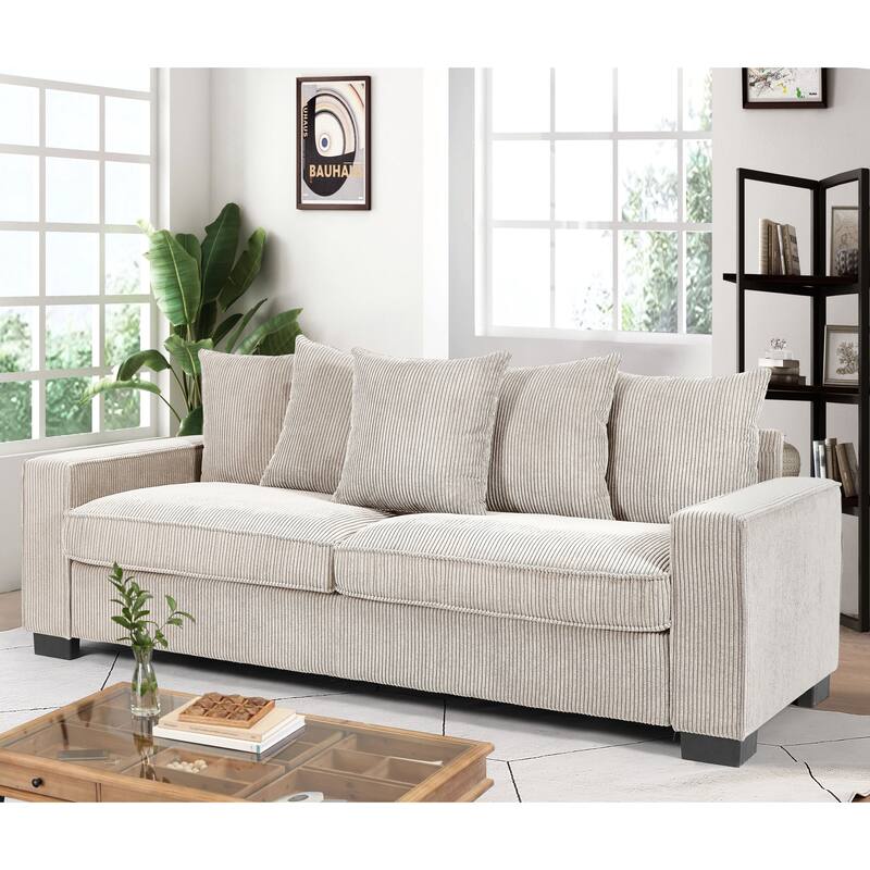 Transitional Track Arm Upholstered Indoor Sofa - Ivory