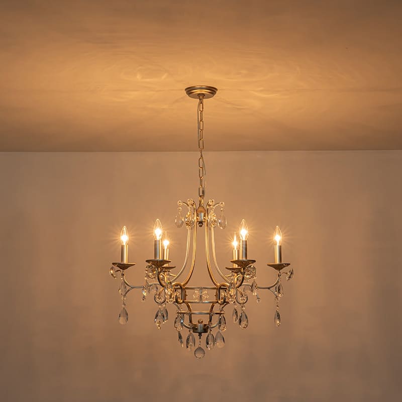 Antique Luxury Crystal Round Empire Candle Style Chandelier