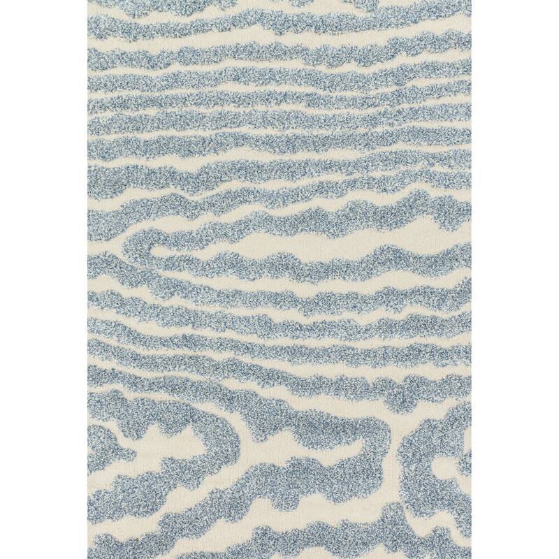 Alexander Home Julian Abstract Wave Plush Shag Area Rug - 5'3" x 7'7" - Ivory/Light Blue