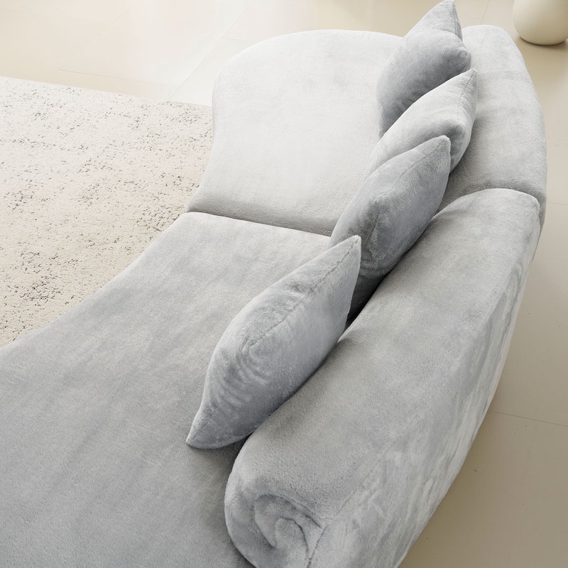 Modern And Simple Curved Flannelette Sofa.Creative Multi-Seater,With A Combination Of Pillows