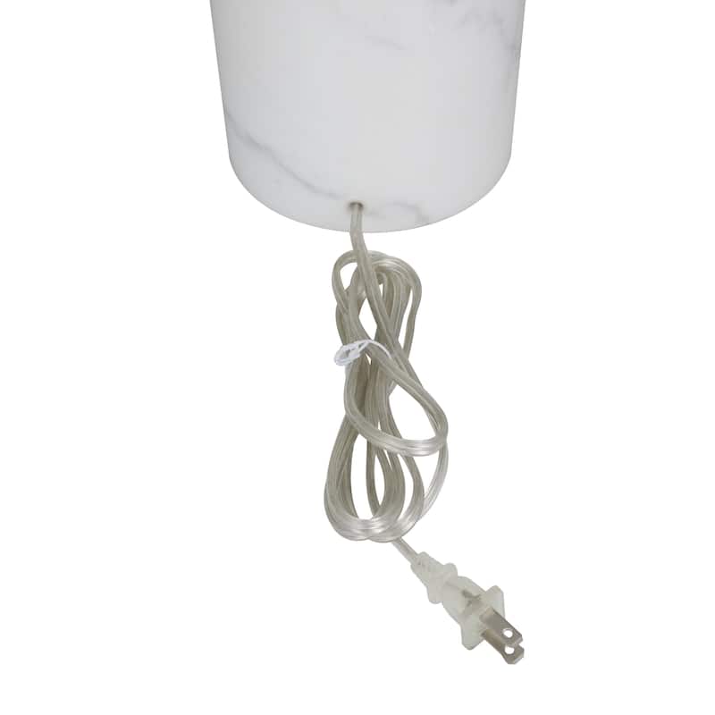 Marble Thick Stand Room Table Lamp with Drum Shade - White - Roche River Decor