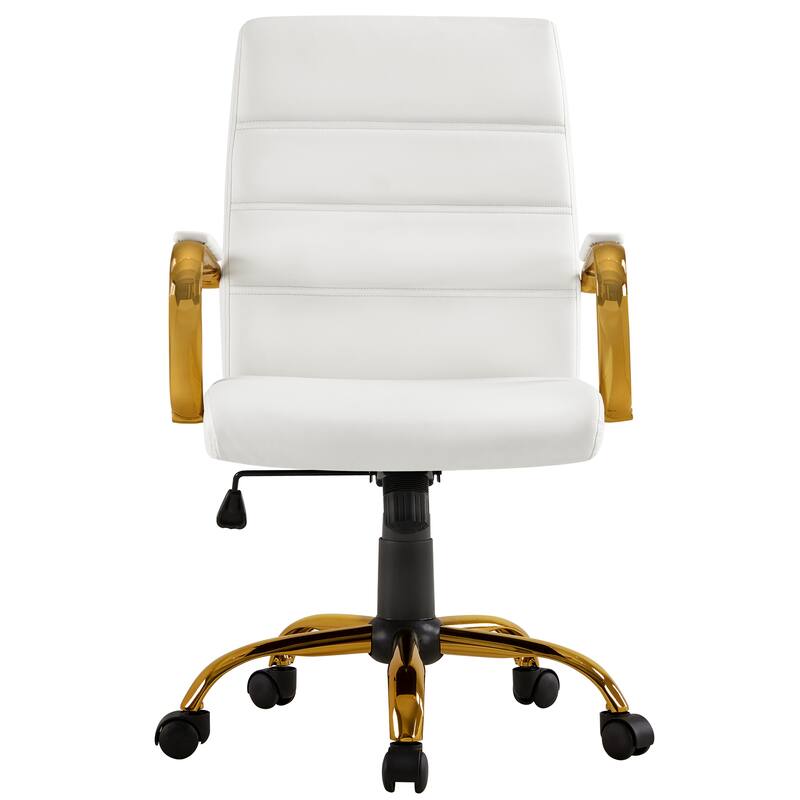 Yaheetech Mid-Back Office Chair with Gold Frame PU Leather Office Executive Chair