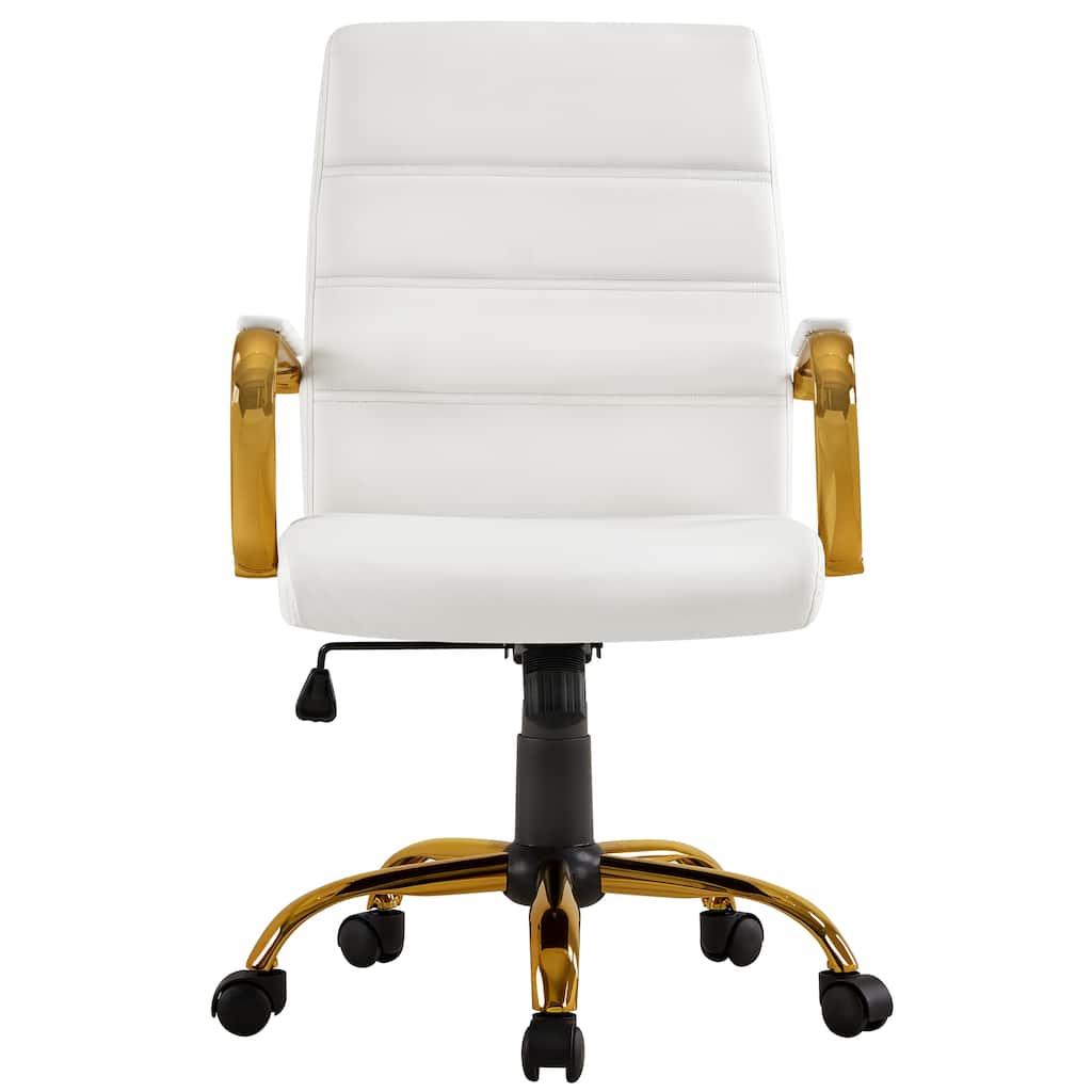 Yaheetech Mid-Back Office Chair with Gold Frame PU Leather Office Executive Chair