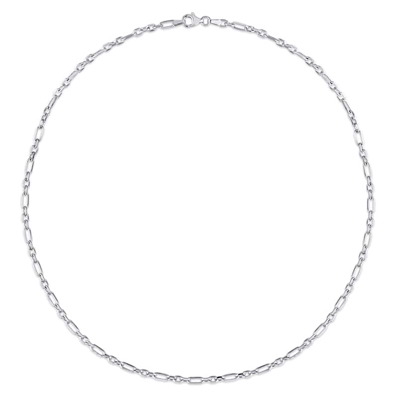 Miadora Sterling Silver Diamond Cut Figaro Rolo Necklace