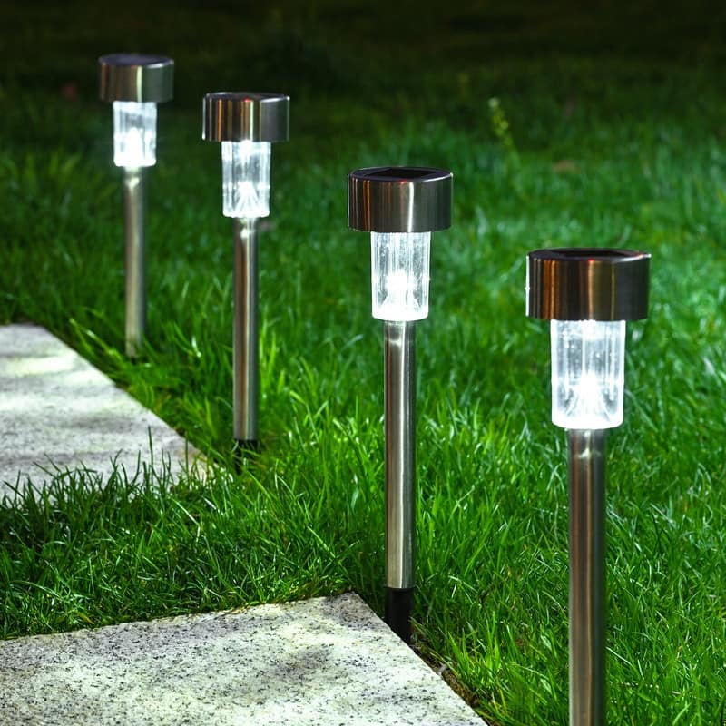 AUBVERCSolar 12 Pack Stainless Steel Solar Lights Outdoor Waterproof LED Landscape Lighting Solar Walkway Lights - 12 Pack